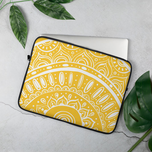 Yin Yang Mandala on Mustard Laptop Sleeve