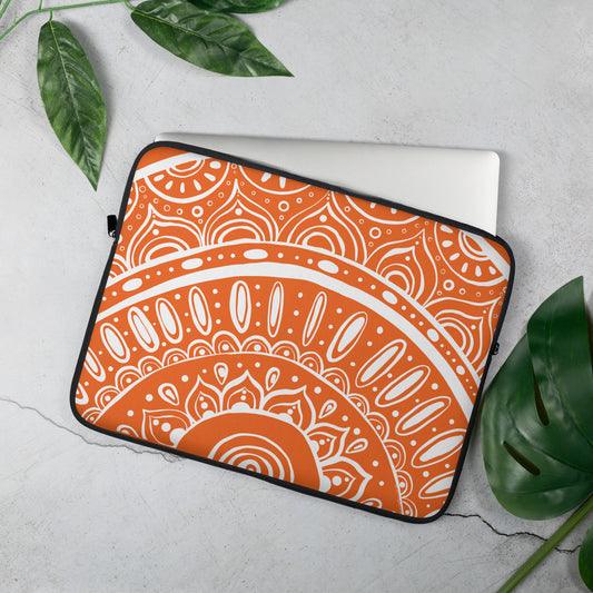 Yin Yang Mandala on Orange Laptop Sleeve