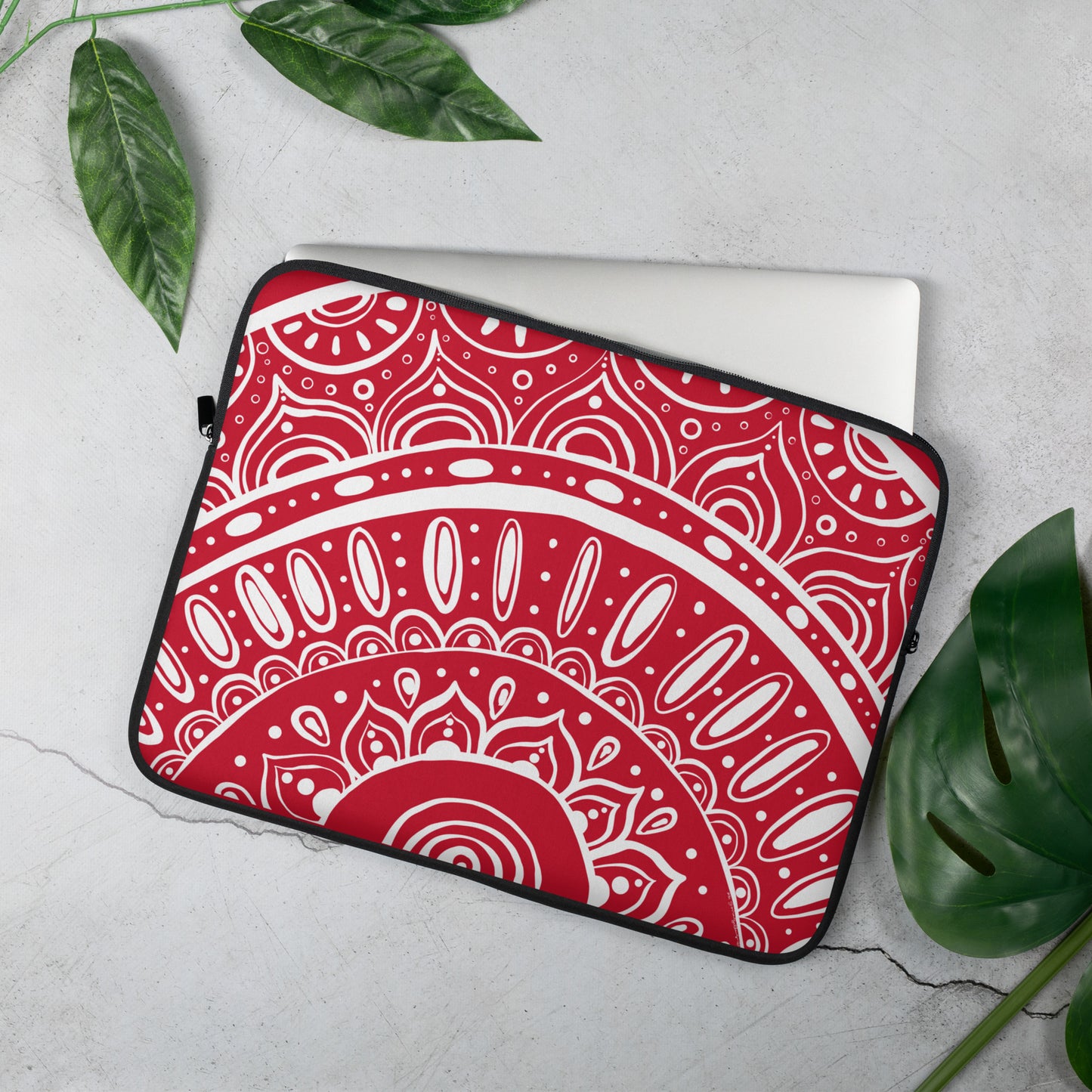 Yin Yang Mandala on Red Laptop Sleeve