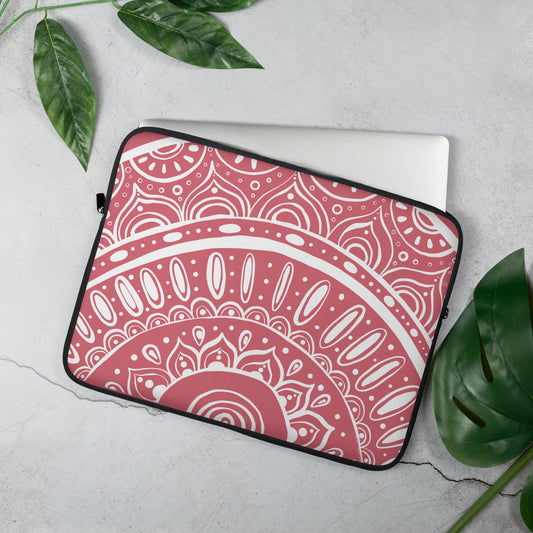 Yin Yang Mandala on Dusty Rose Laptop Sleeve