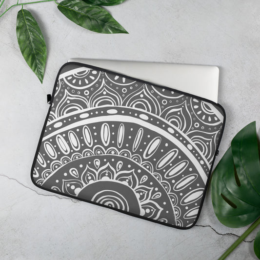 Yin Yang Mandala in Grey and White Laptop Sleeve