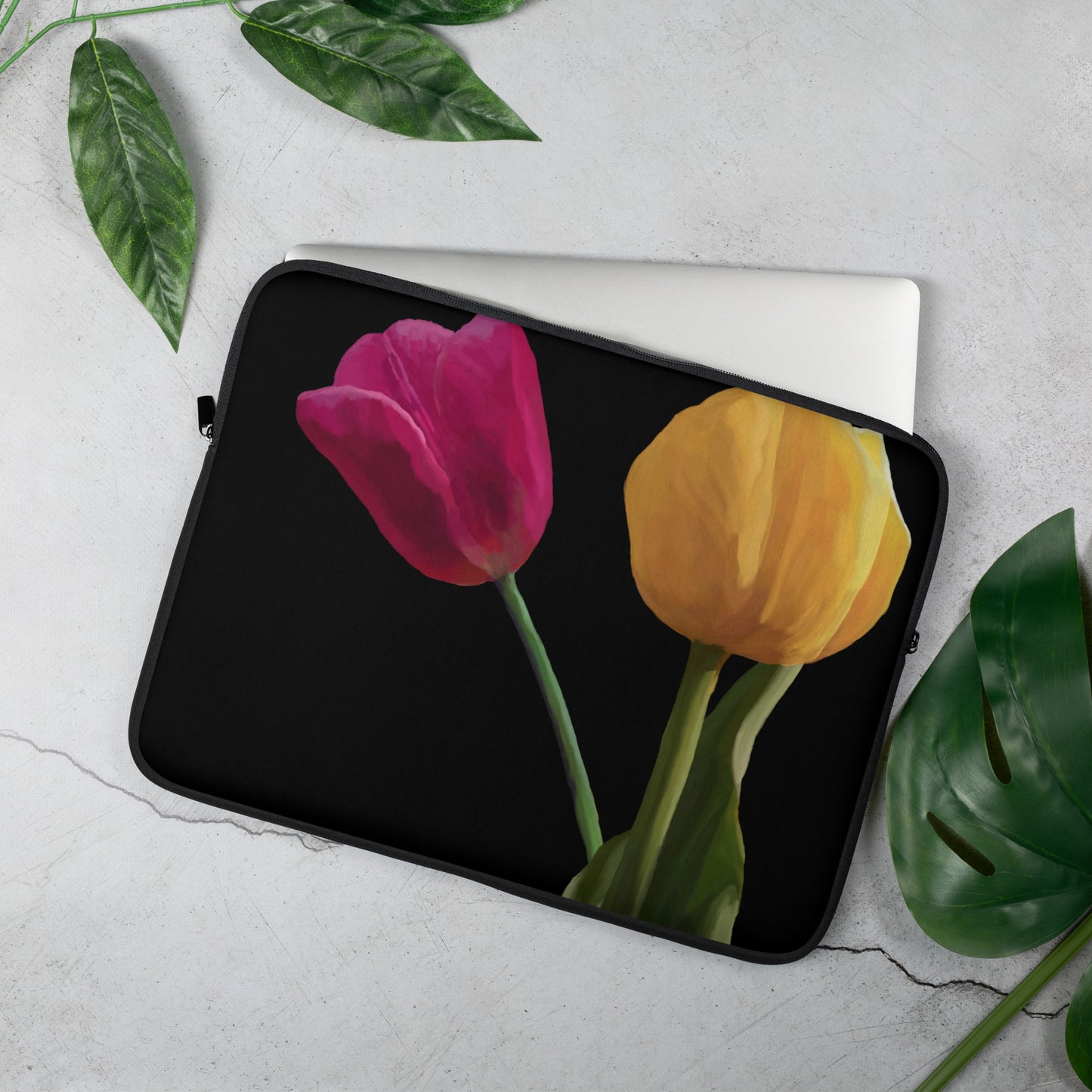 Jemita’s Tulips on Black Laptop Sleeve