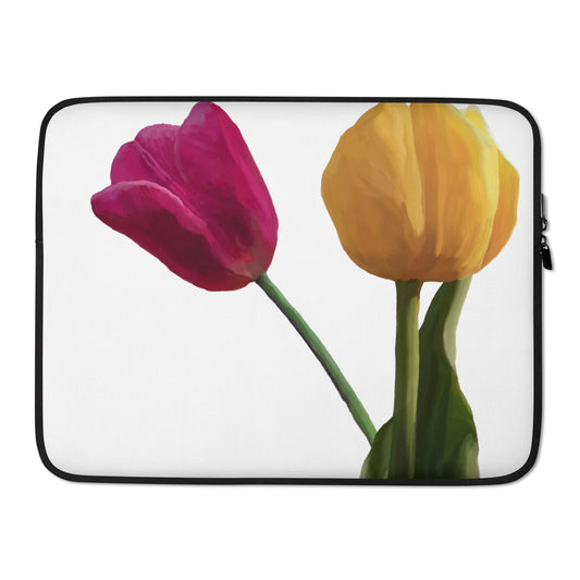 Jemita’s Tulips on White Laptop Sleeve