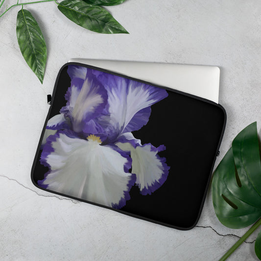 Joanne’s Iris on Black Laptop Sleeve