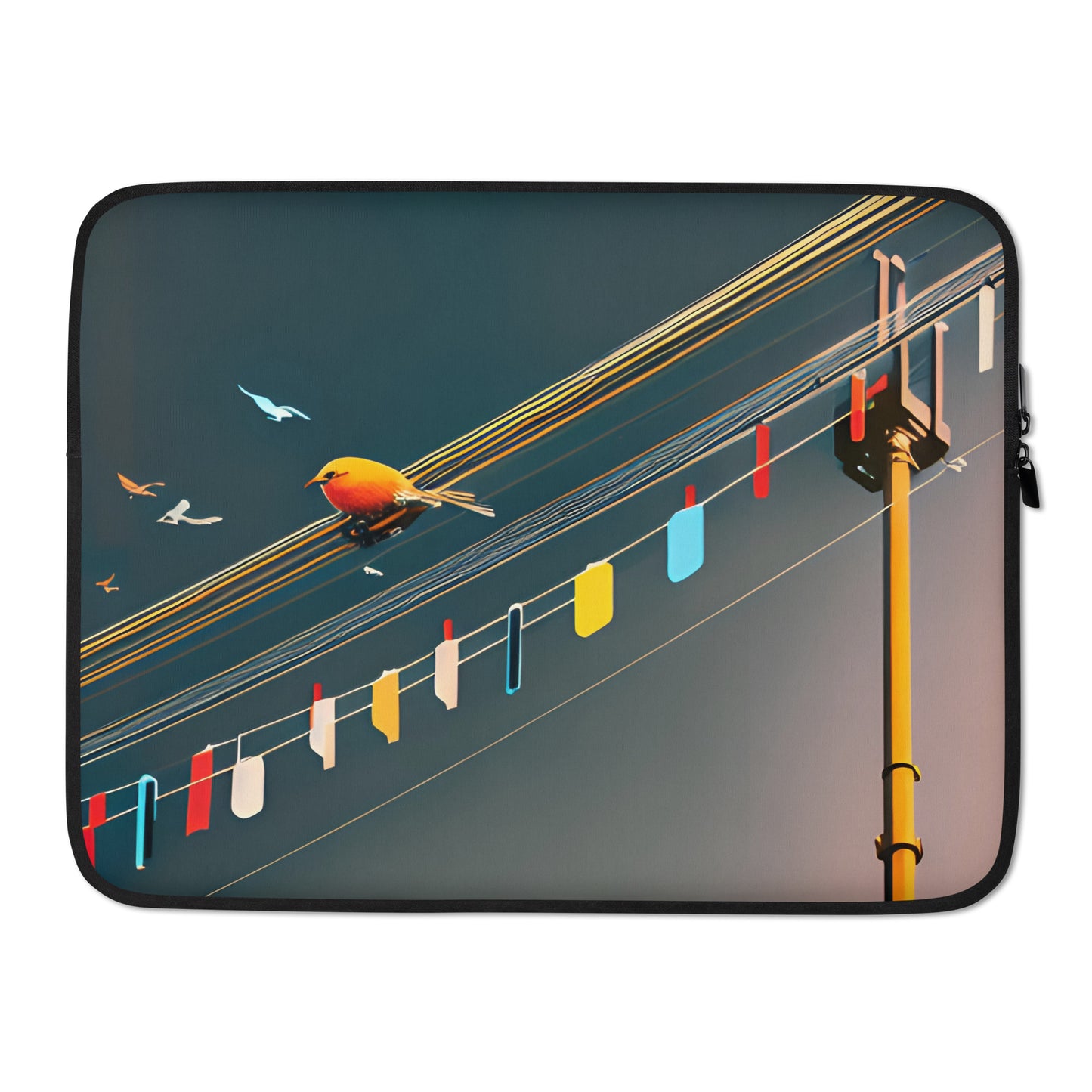 Colorful Birdies and Flags Laptop Sleeve