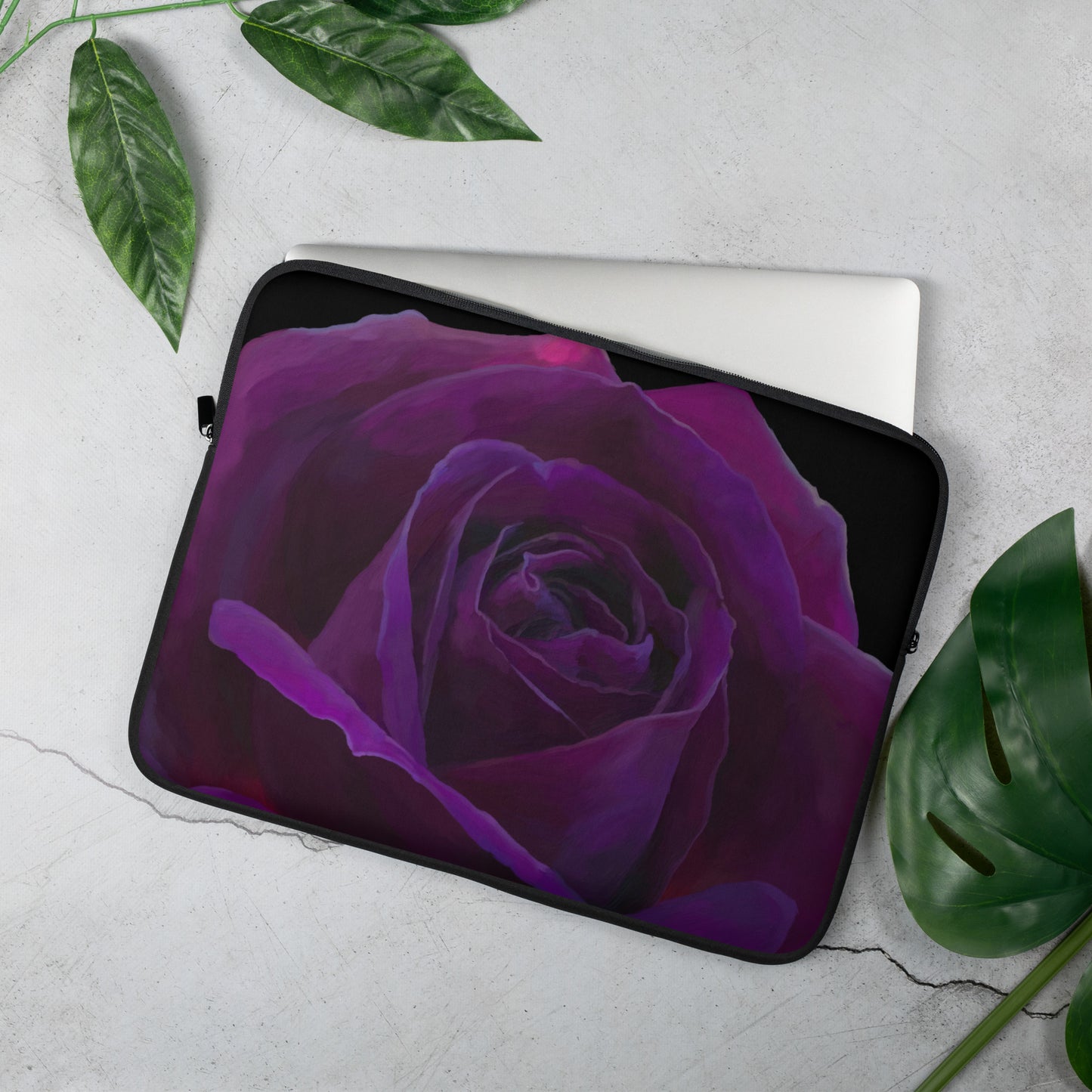 Joey’s Purple Rose on Black Laptop Sleeve