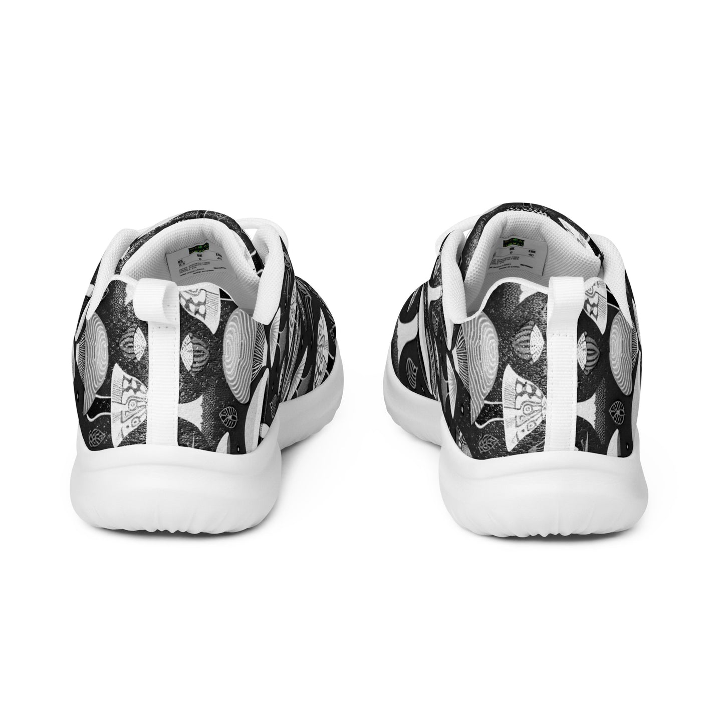 Whimsical Mushrooms in B&W Men’s athletic shoes