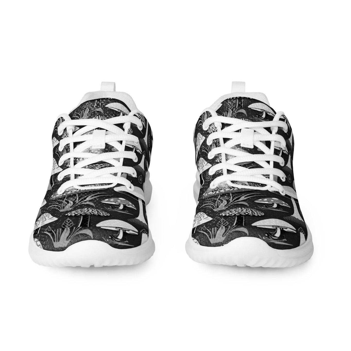 Whimsical Mushrooms in B&W Men’s athletic shoes