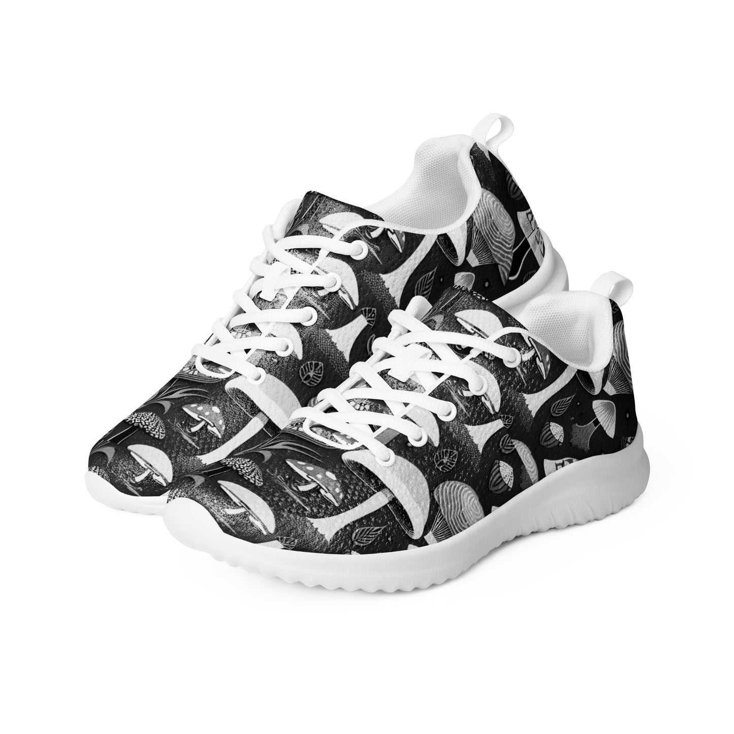 Whimsical Mushrooms in B&W Men’s athletic shoes