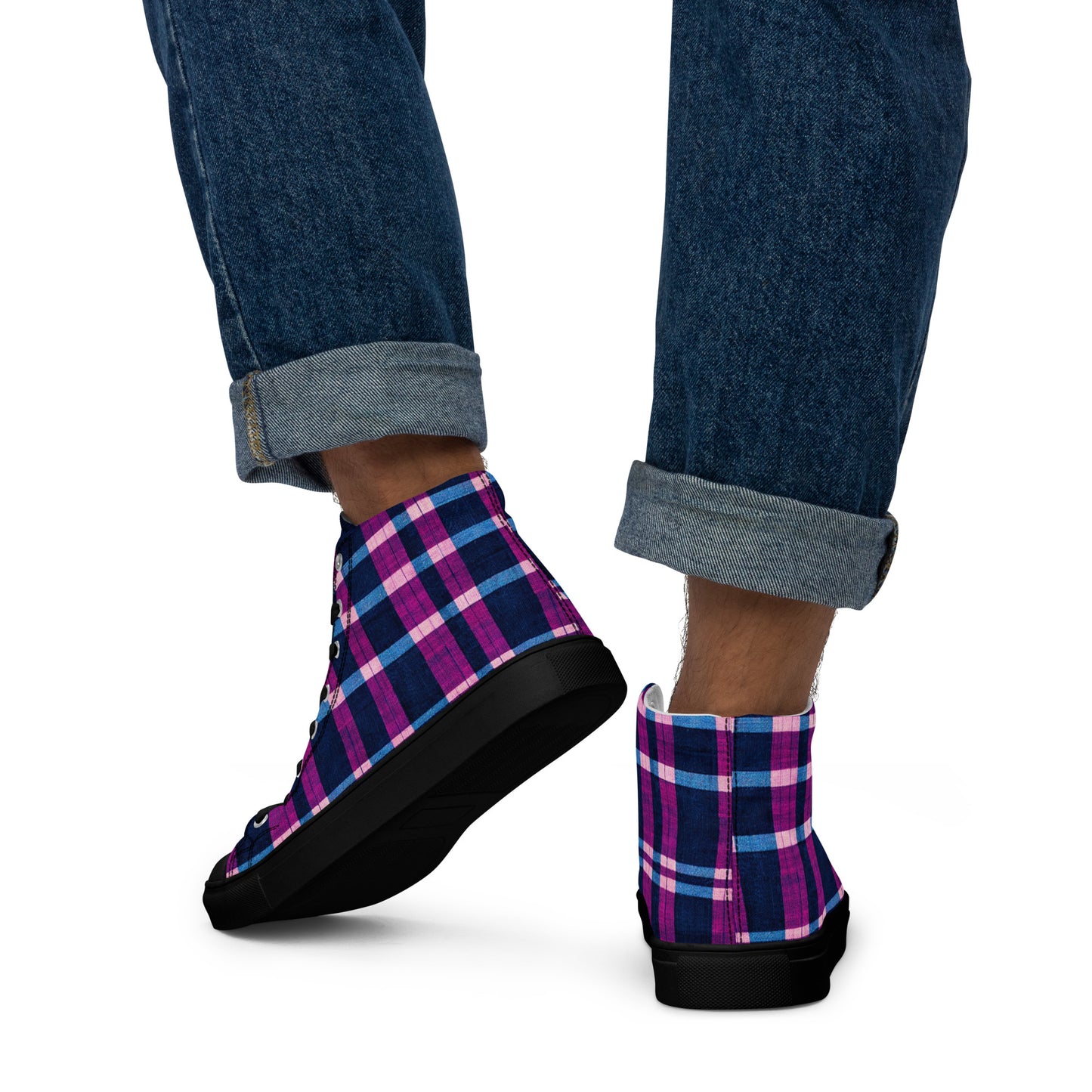 Royal Highlander Plaid Men’s high top canvas shoes