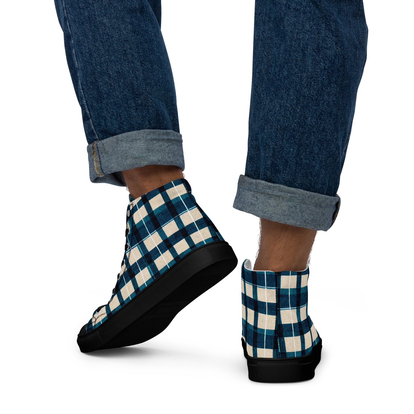 Frosty Glen Plaid Men’s high top canvas shoes