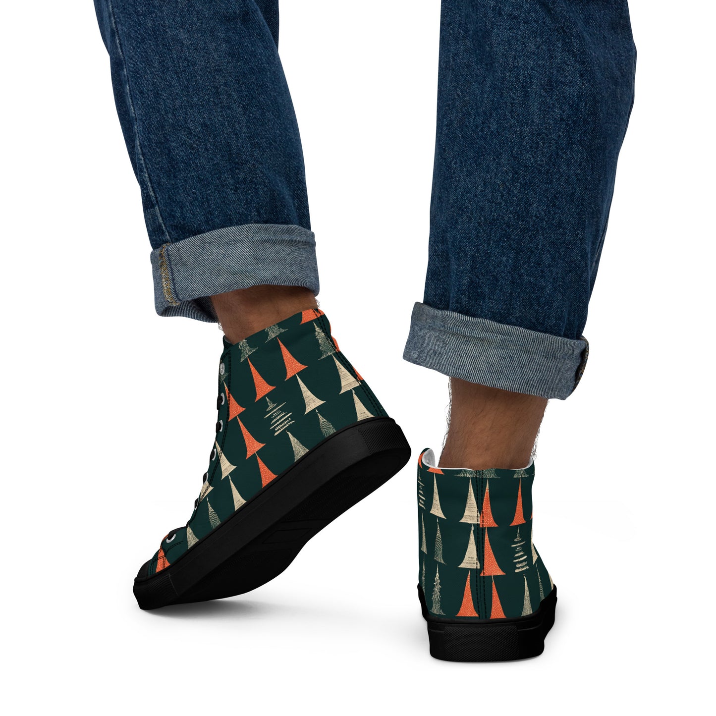 Holiday Tree Symphony Men’s high top canvas shoes