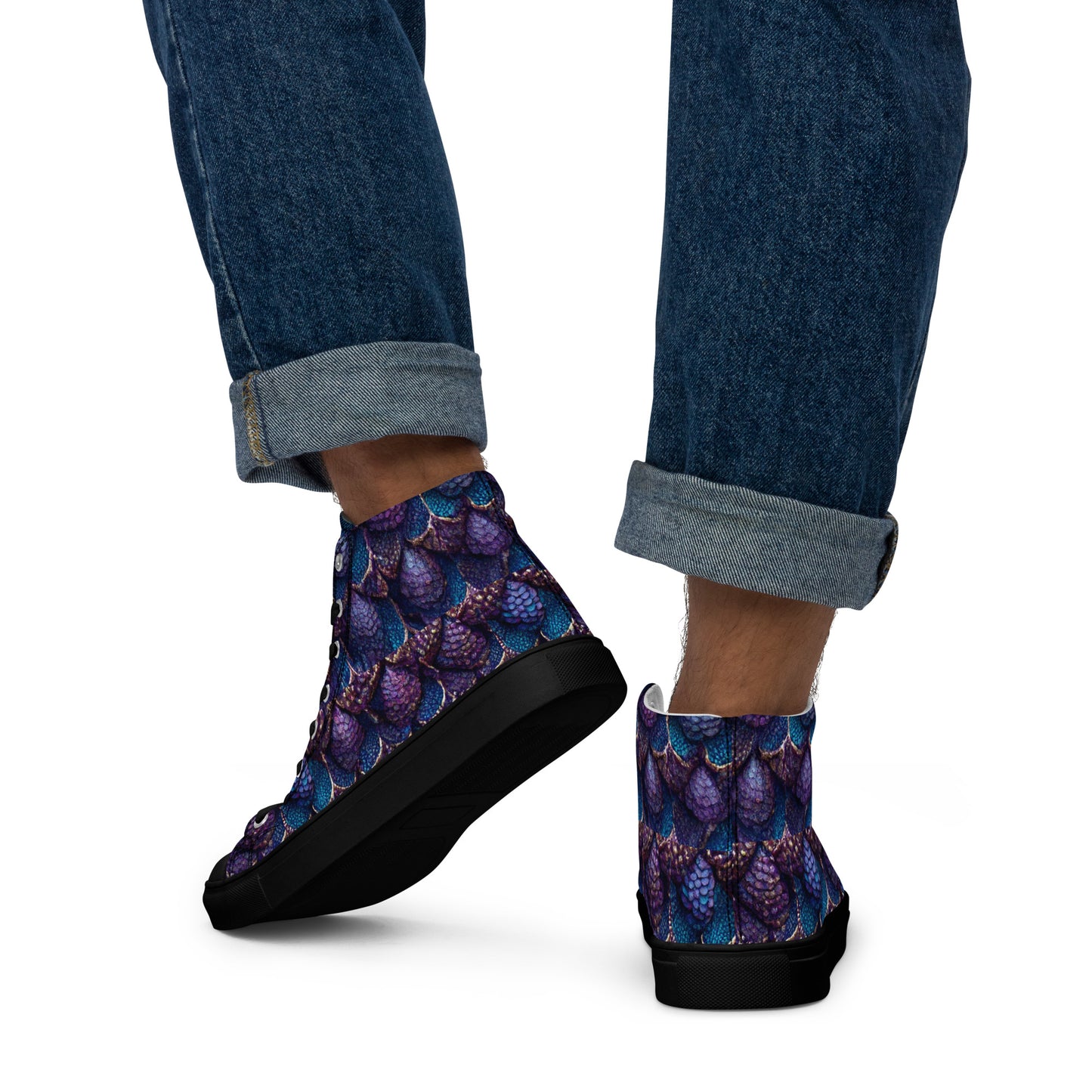 Luminosa, the Radiant Amethyst Drakon Men’s high top canvas shoes