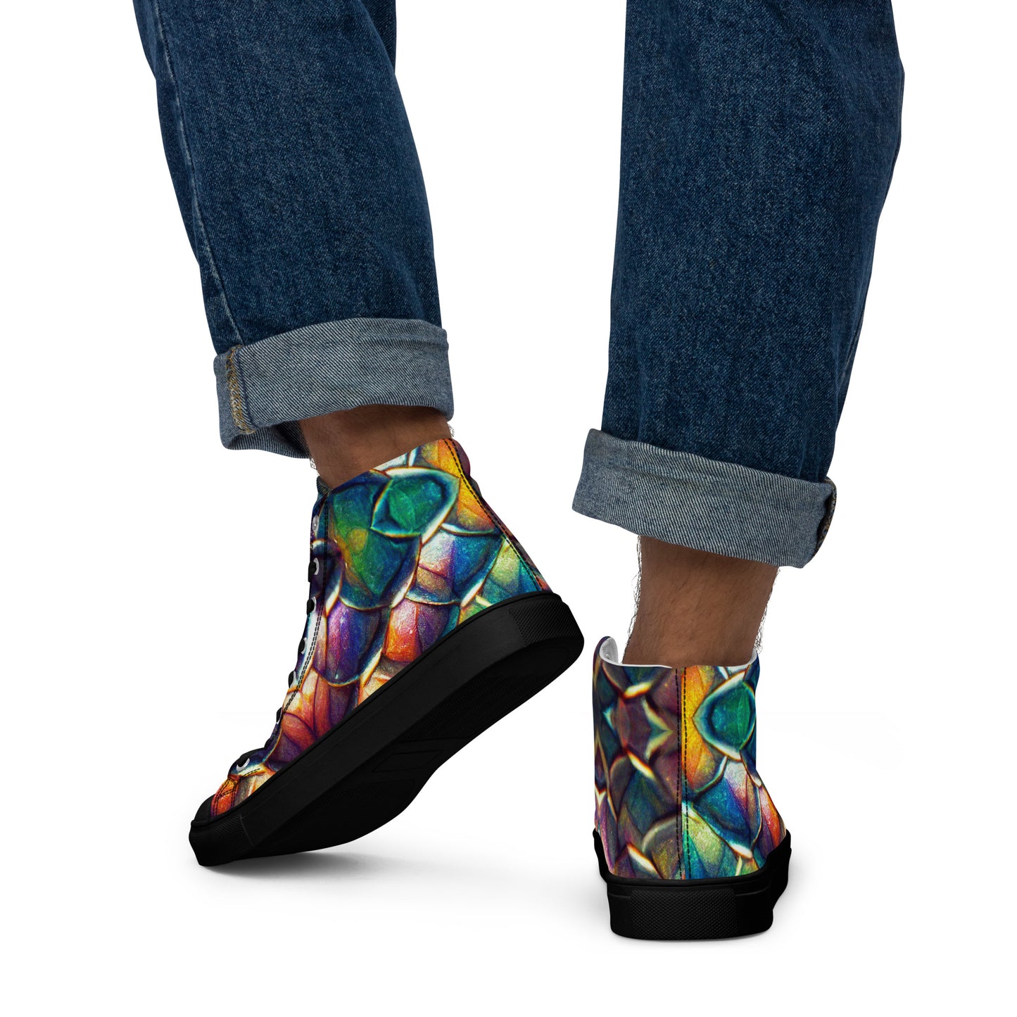 Margonithia, the Glittering Rainbow Sovereign Men’s high top canvas shoes