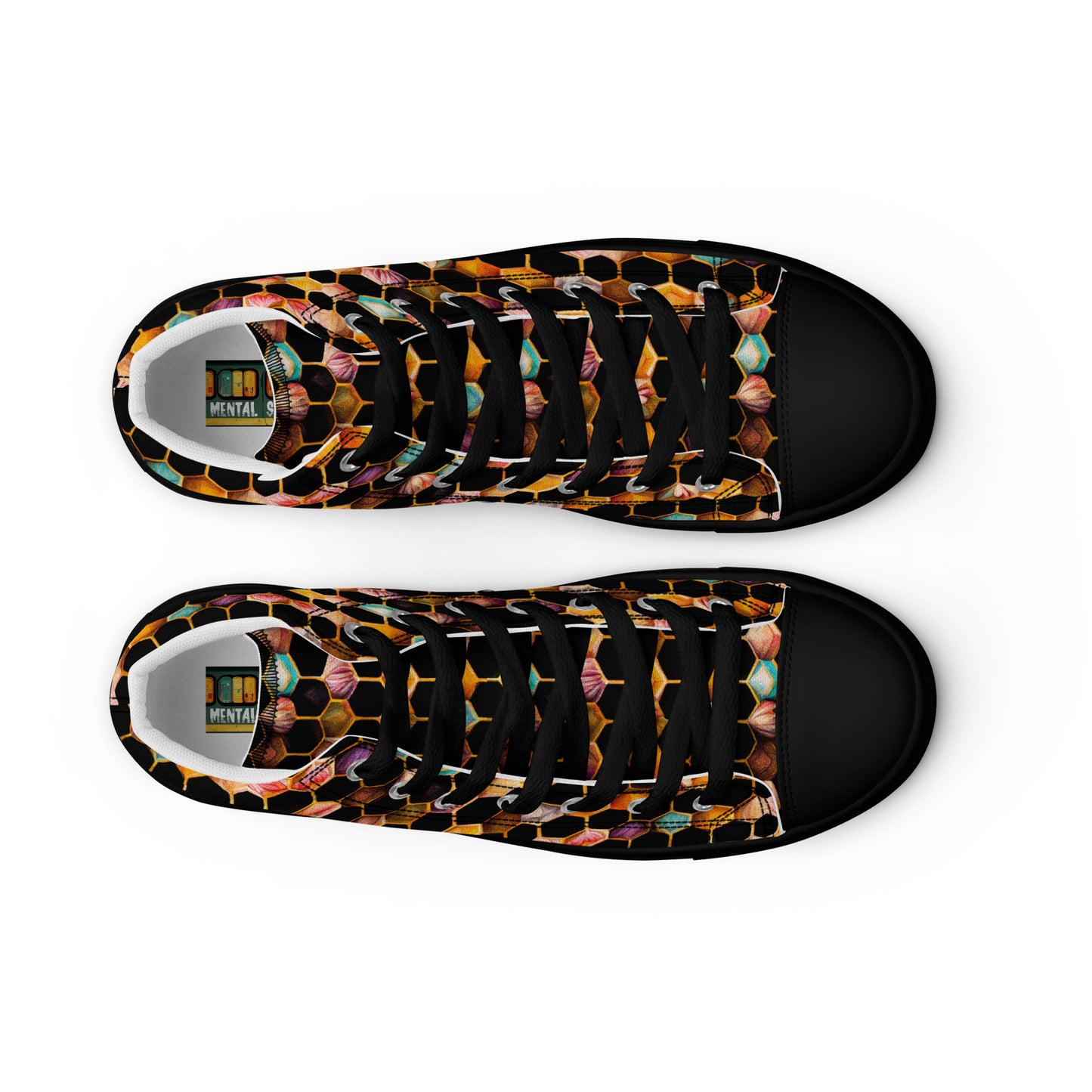 Beehive Lattice Love Men’s high top canvas shoes