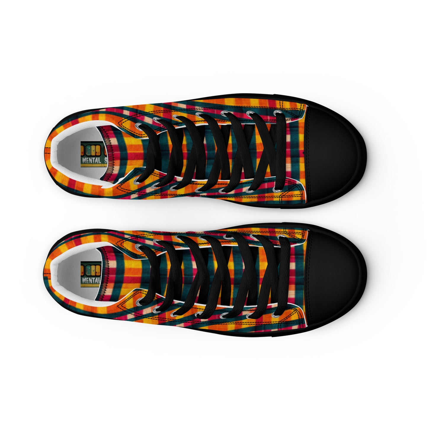 Tropical Fiesta Plaid Men’s high top canvas shoes