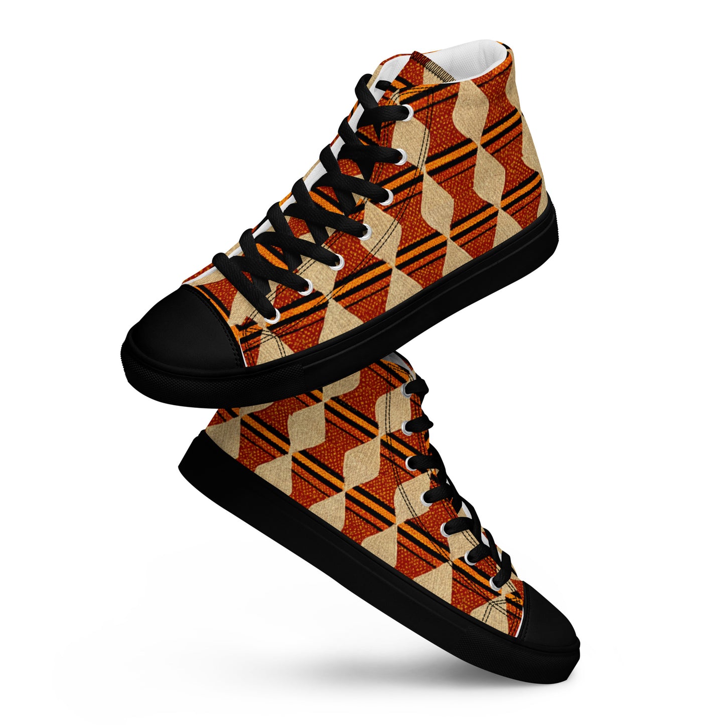 Tribal Tranquility in Neutrals Men’s high top canvas shoes