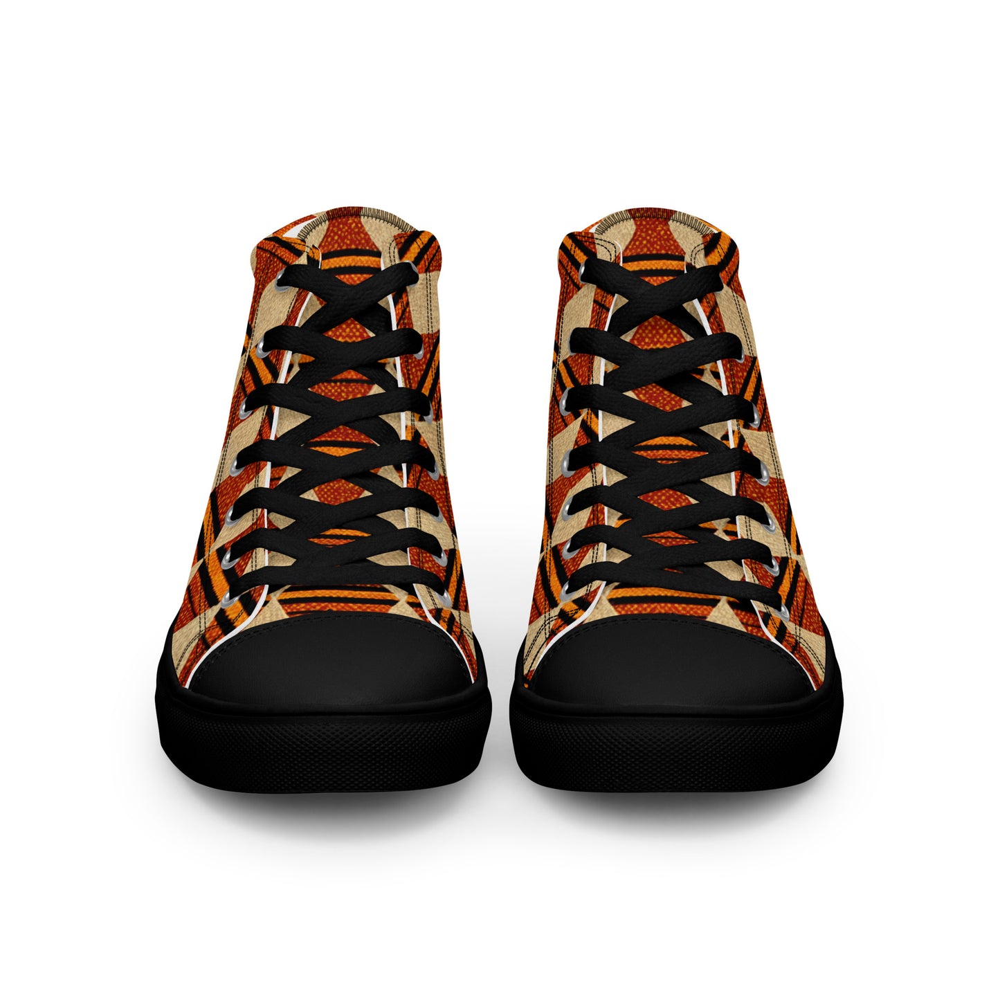 Tribal Tranquility in Neutrals Men’s high top canvas shoes