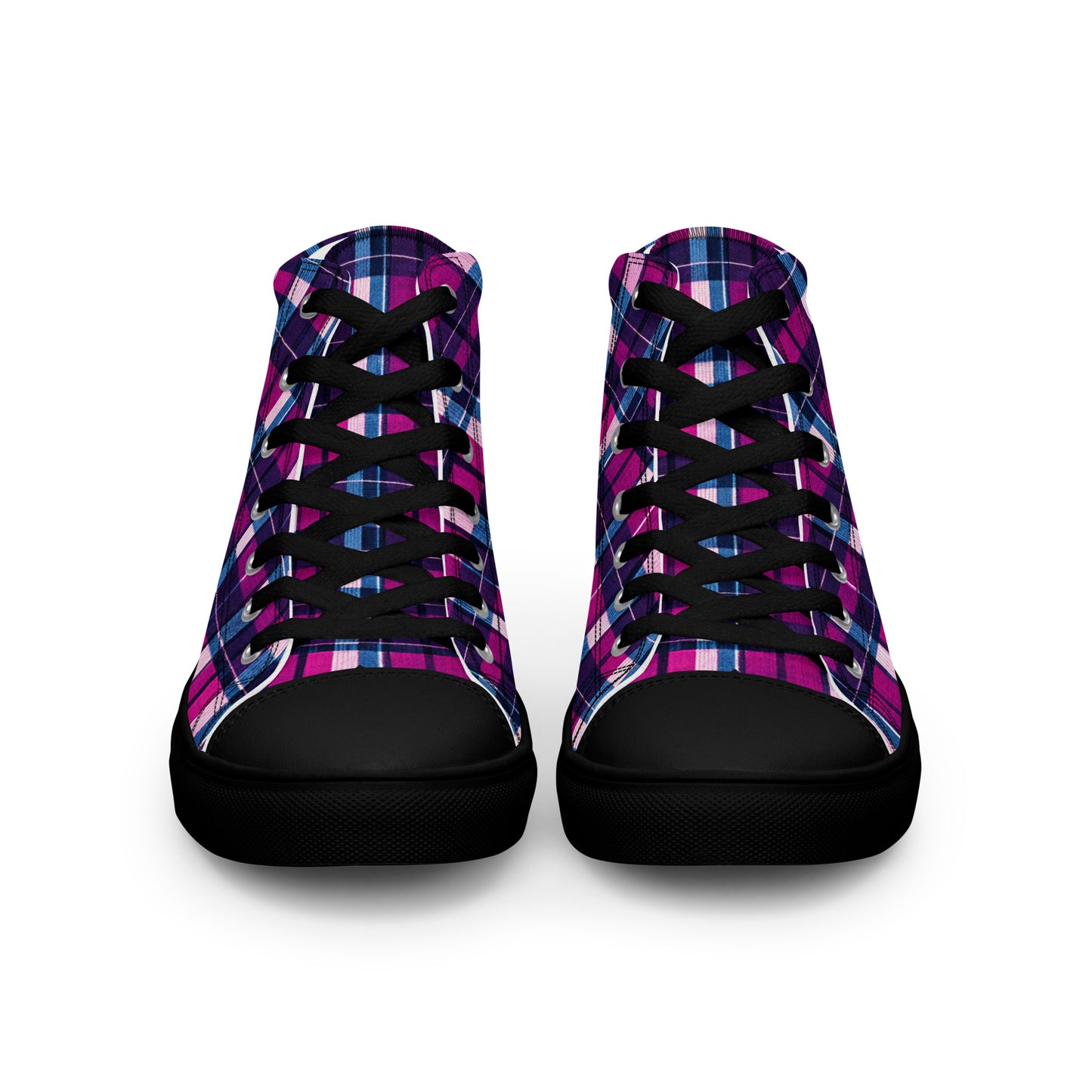 Fuchsia Fusion Check Men’s high top canvas shoes