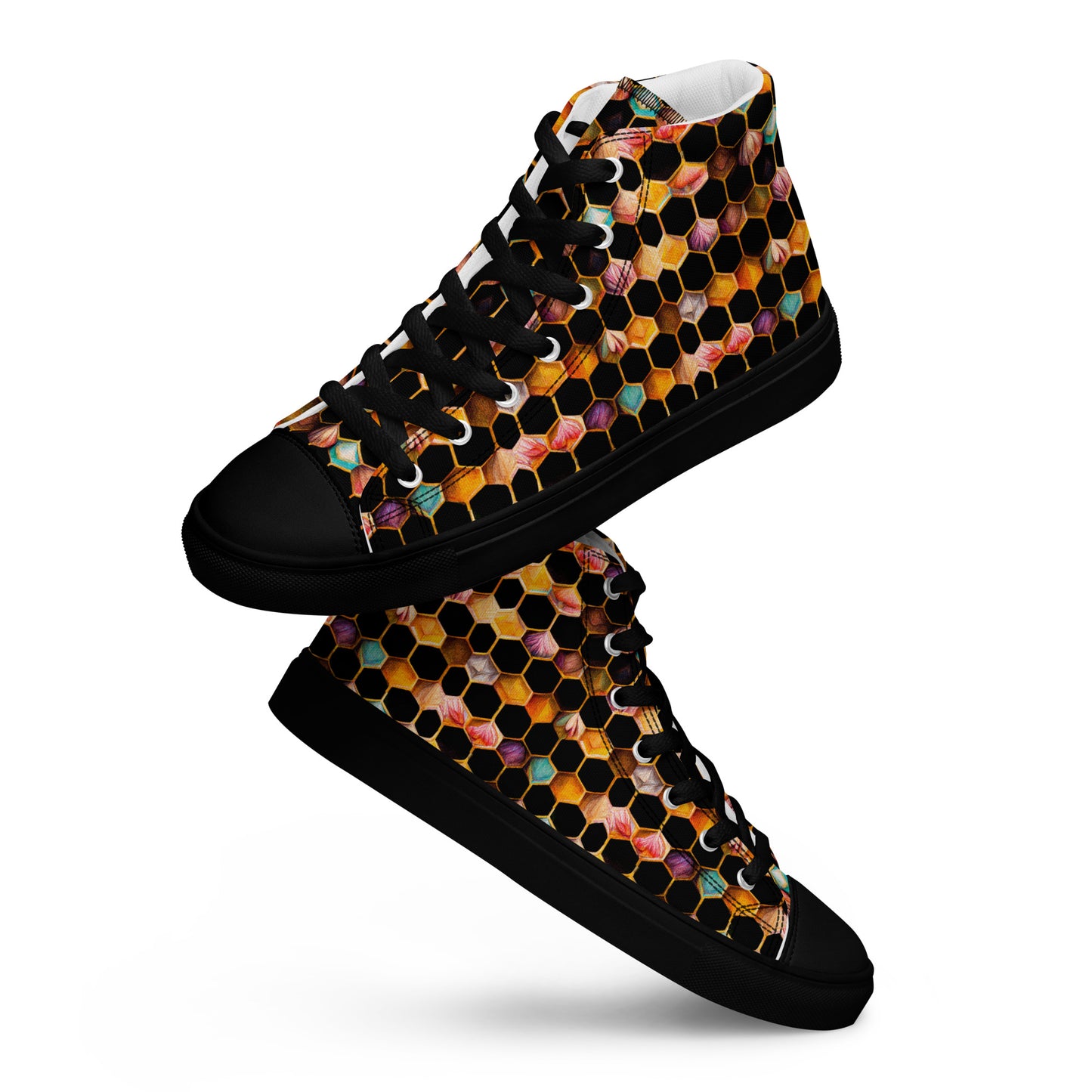 Beehive Lattice Love Men’s high top canvas shoes