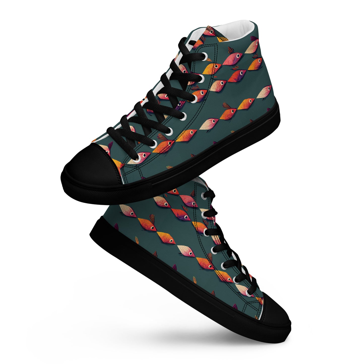 Brilliant Fish Brigade Men’s high top canvas shoes