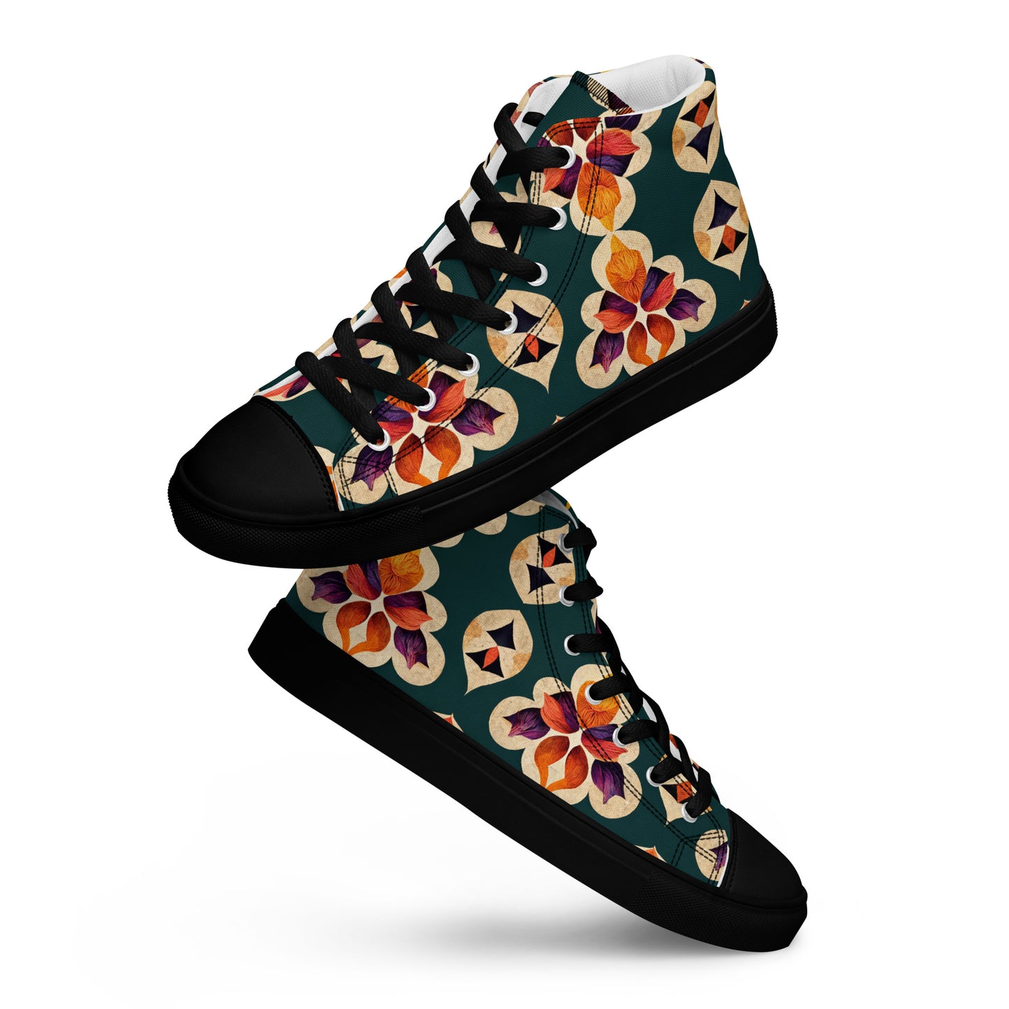 Ifrane’s Rainbow Blossoms Men’s high top canvas shoes