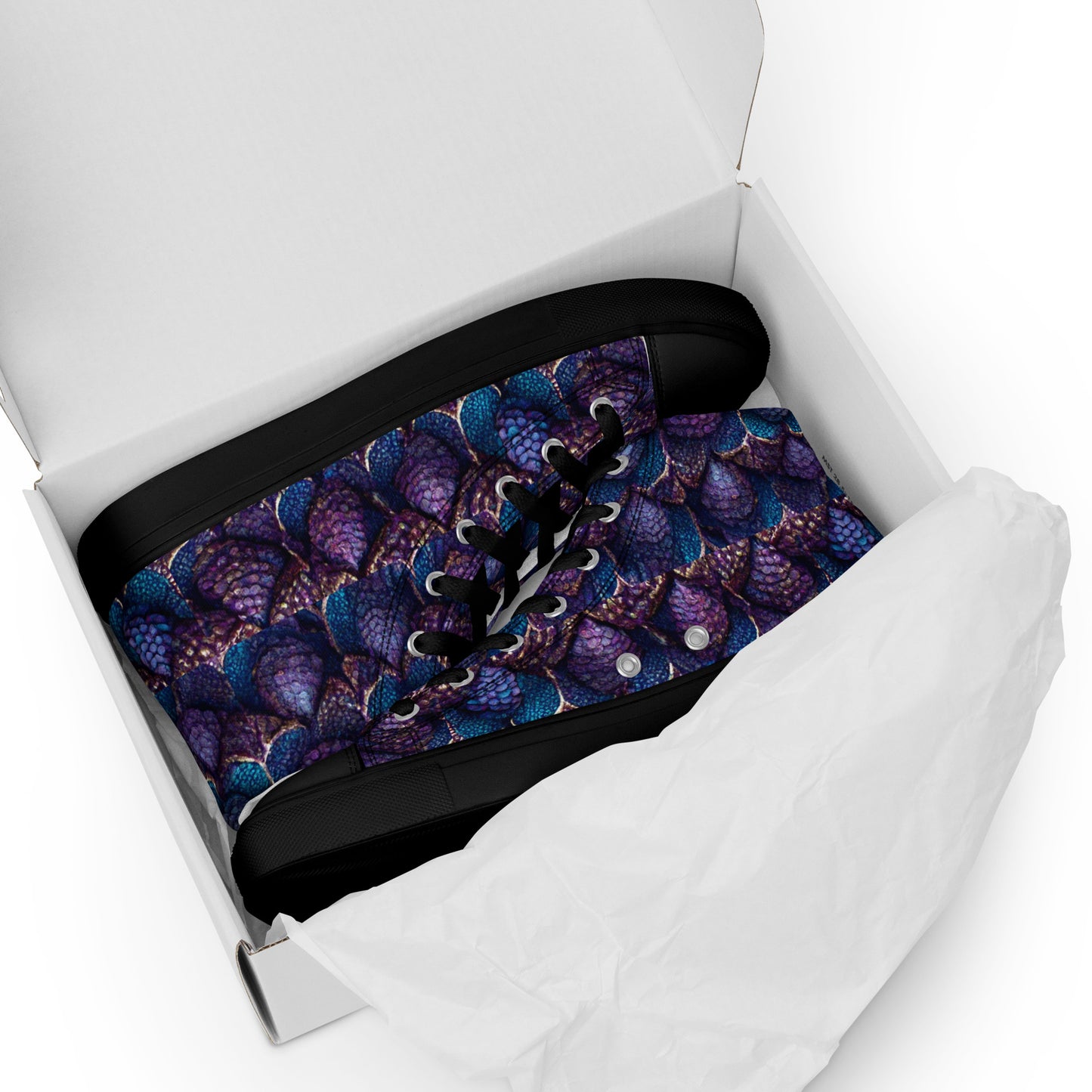 Luminosa, the Radiant Amethyst Drakon Men’s high top canvas shoes