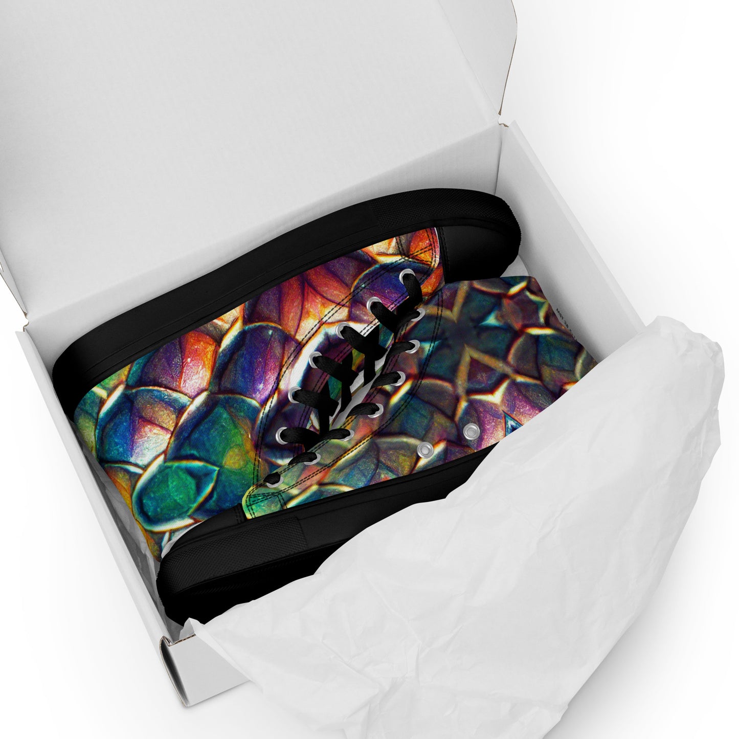 Margonithia, the Glittering Rainbow Sovereign Men’s high top canvas shoes