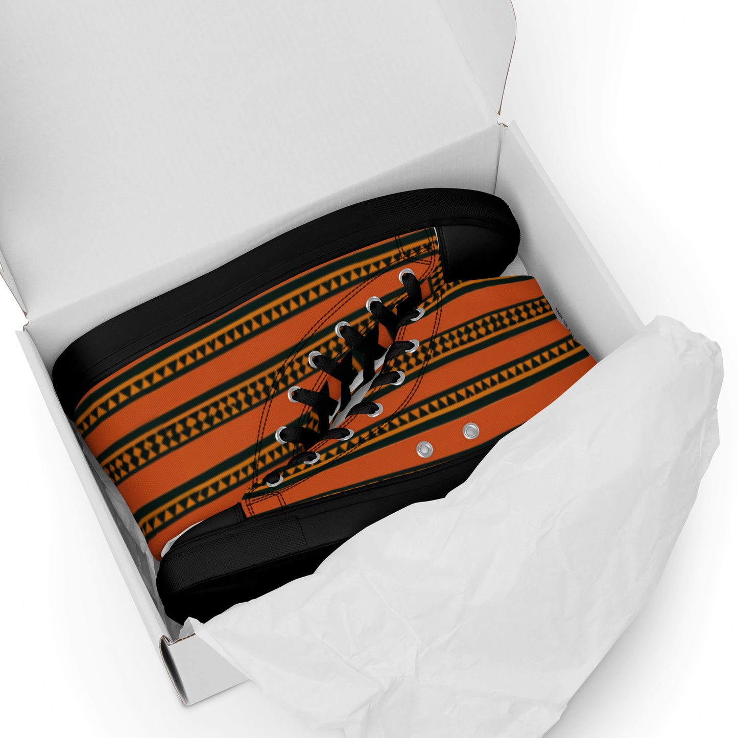 Timbuktu Tangerine Tapestry Men’s high top canvas shoes