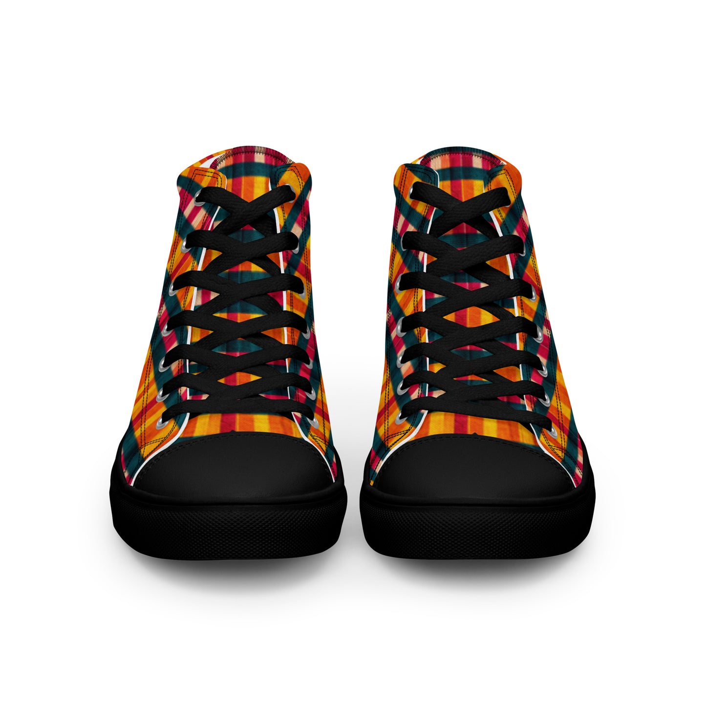 Tropical Fiesta Plaid Men’s high top canvas shoes