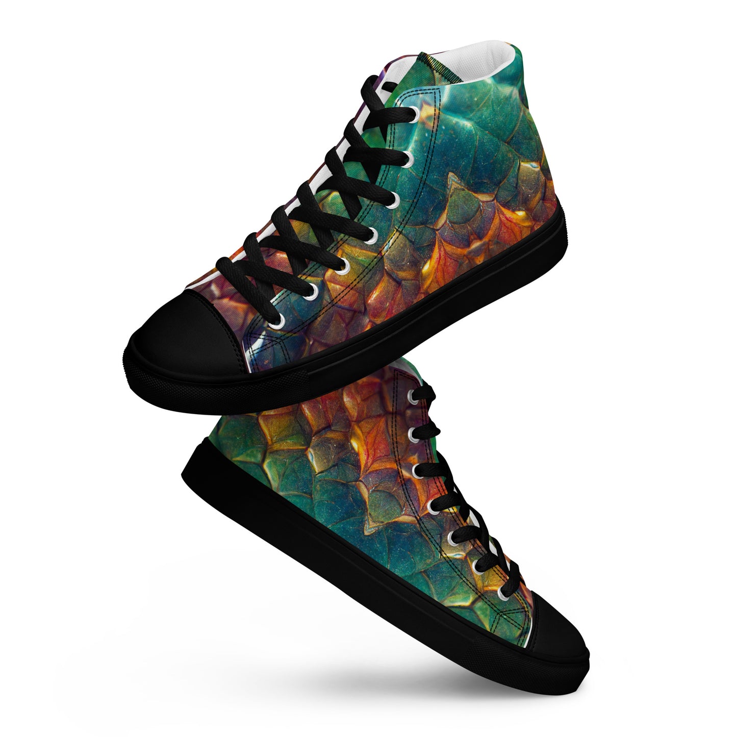 Prismijimmy, the Rainbow Guardian Dragon Men’s high top canvas shoes