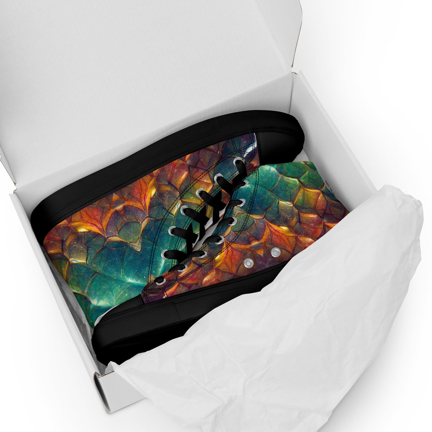 Prismijimmy, the Rainbow Guardian Dragon Men’s high top canvas shoes