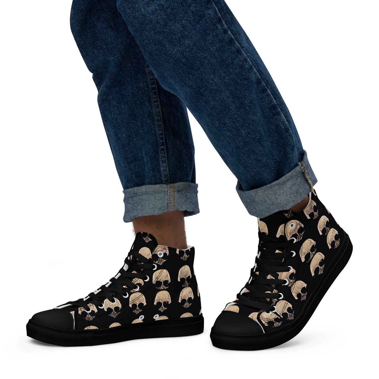 Skulls Grid Men’s high top canvas shoes