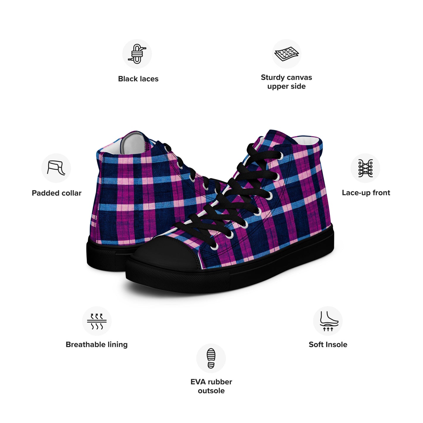 Royal Highlander Plaid Men’s high top canvas shoes