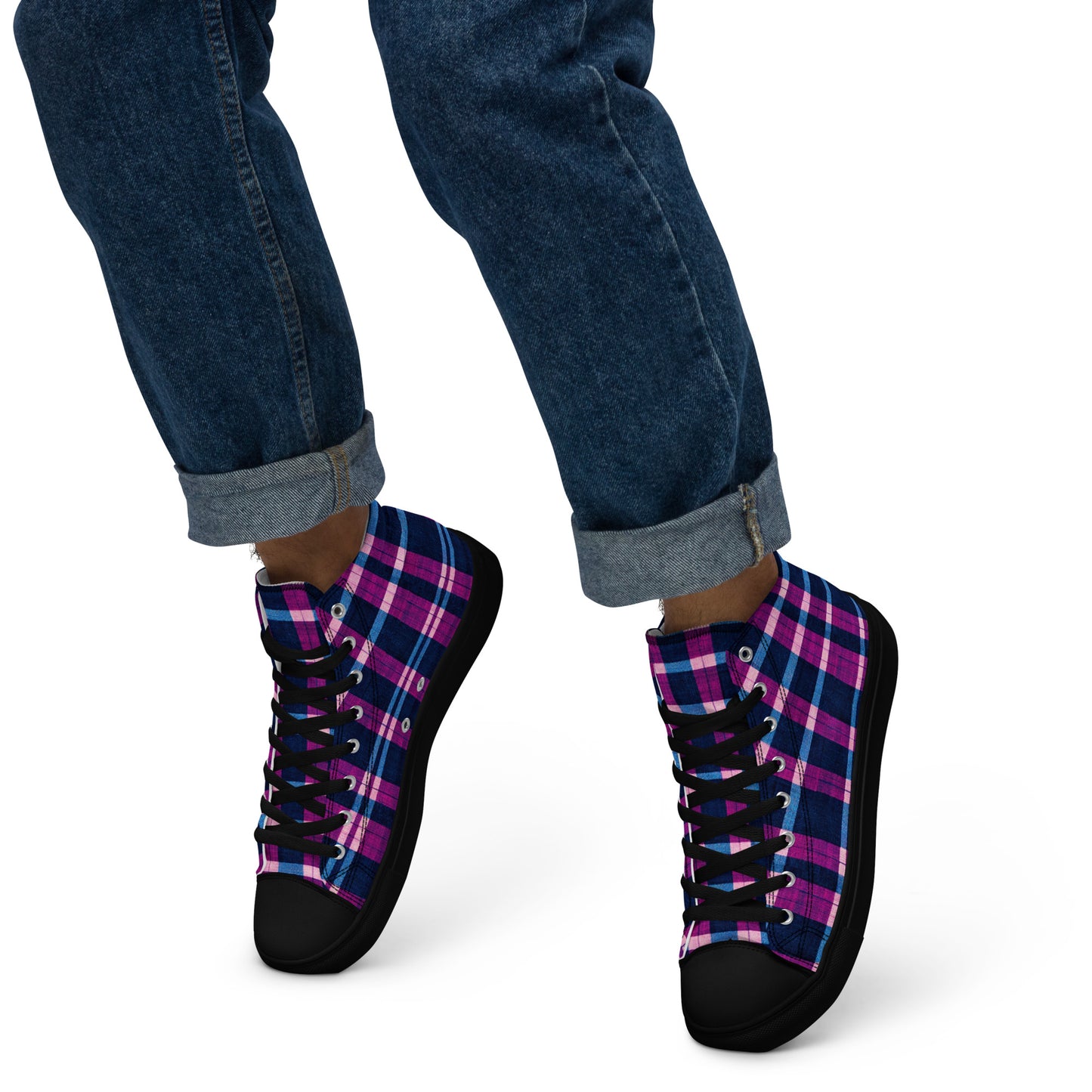 Royal Highlander Plaid Men’s high top canvas shoes