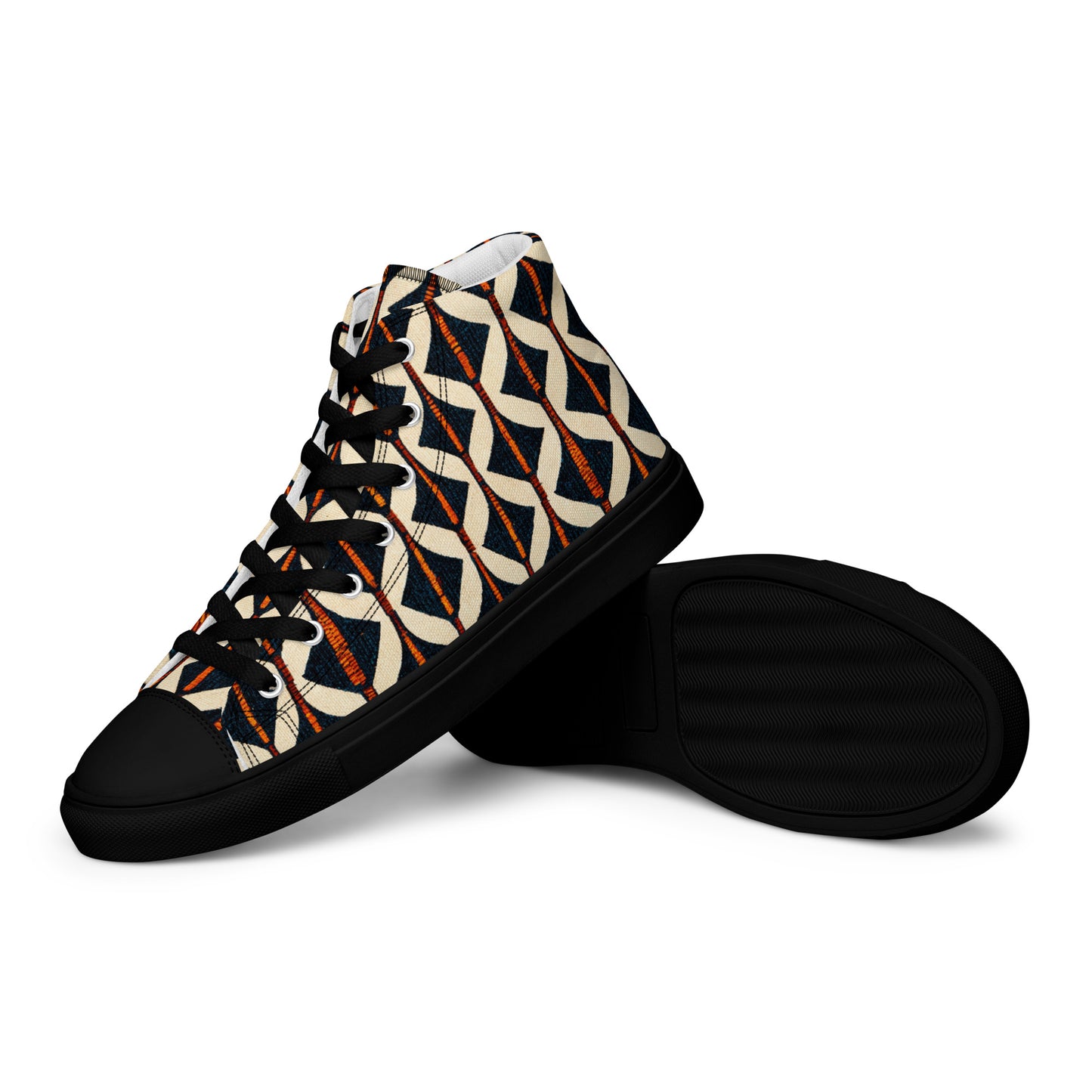 Tribal Tones in Harmony Men’s high top canvas shoes