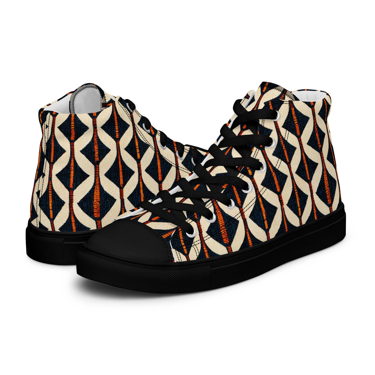 Tribal Tones in Harmony Men’s high top canvas shoes