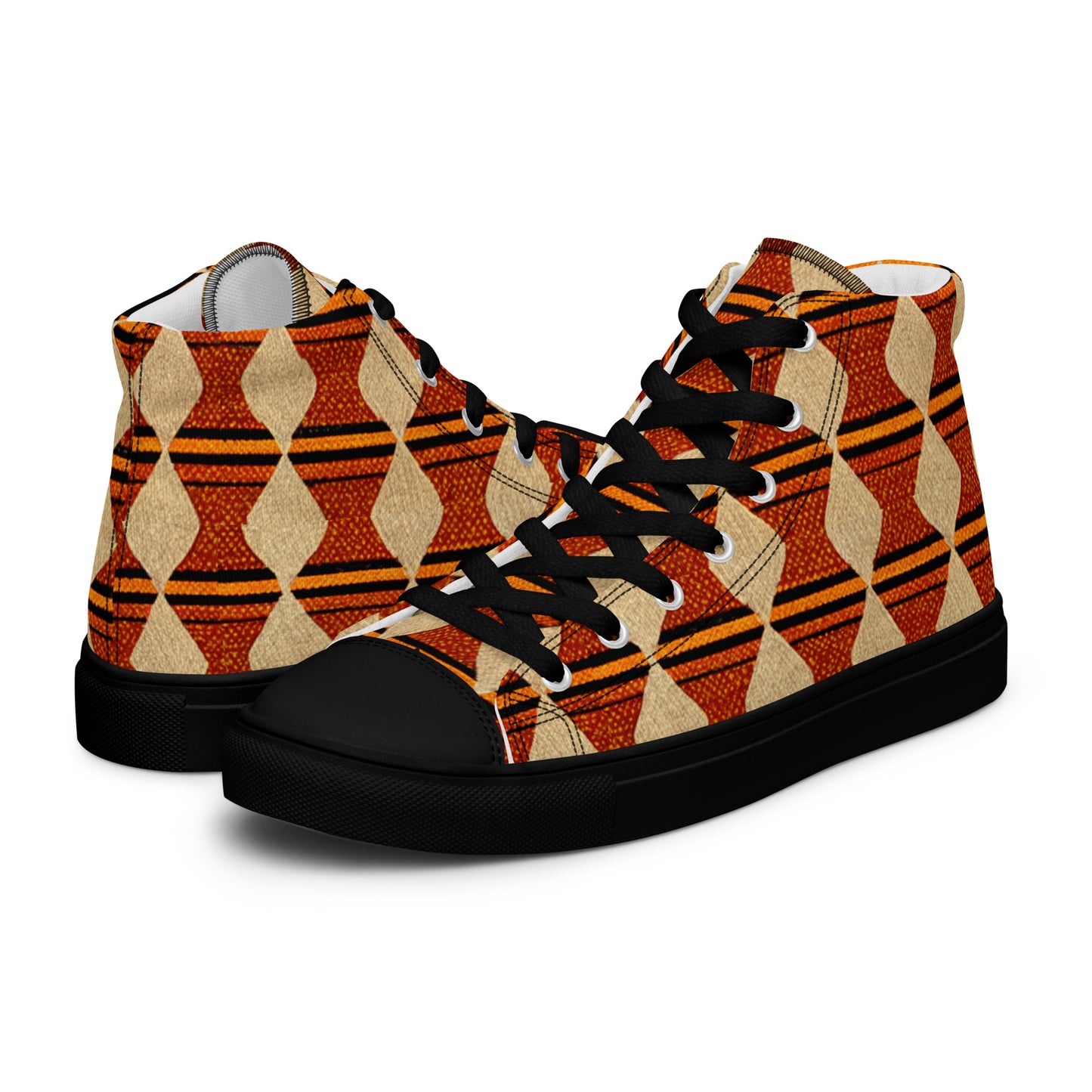 Tribal Tranquility in Neutrals Men’s high top canvas shoes