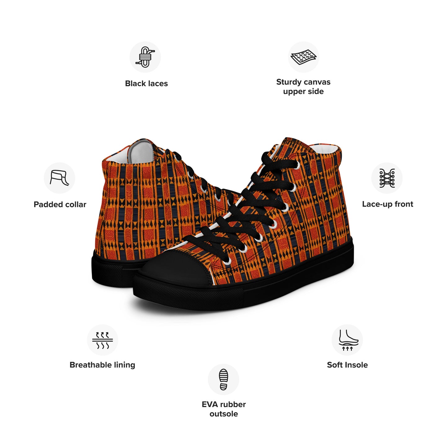 Maasai Stripe Mirage Men’s high top canvas shoes