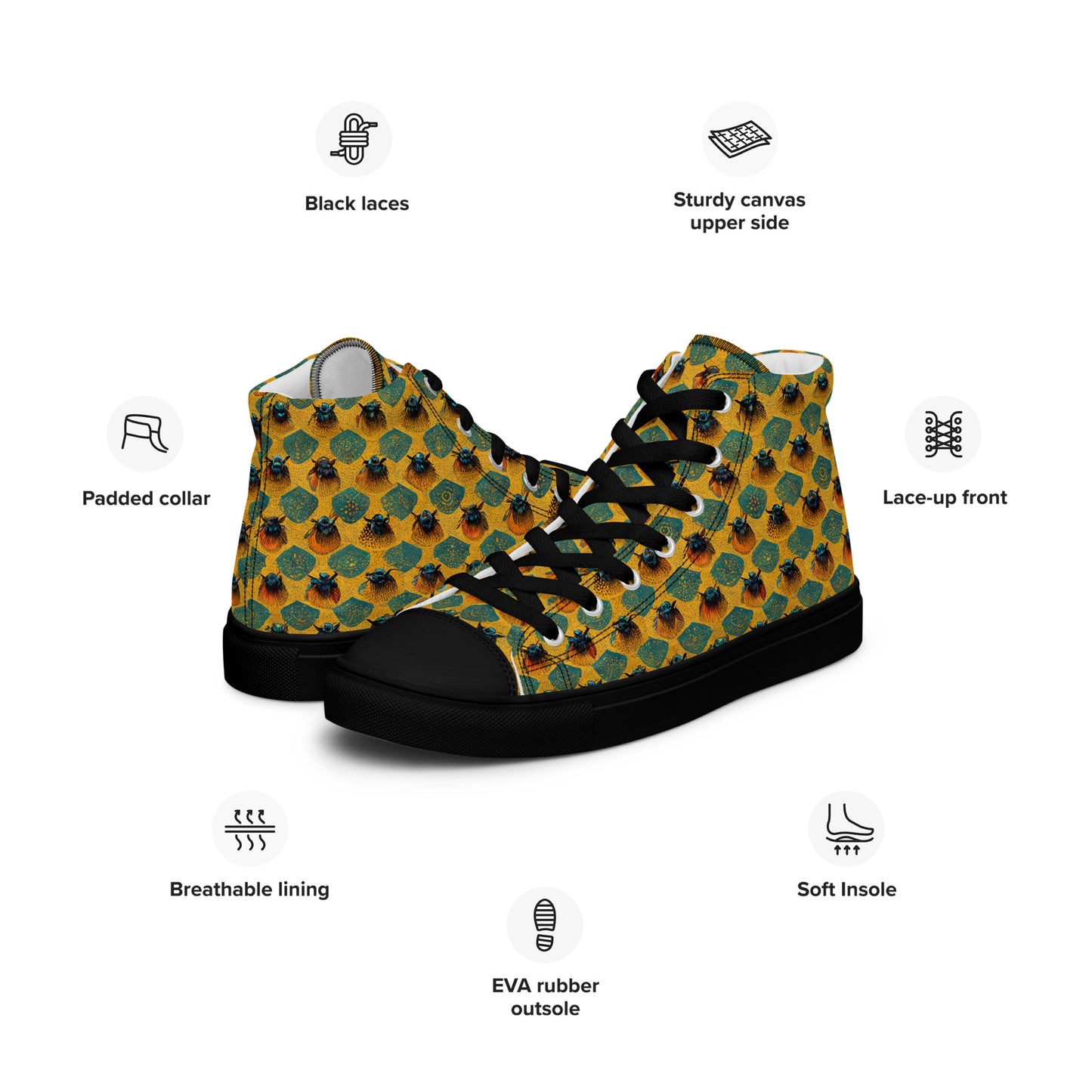 Honeycomb Whispers Men’s high top canvas shoes