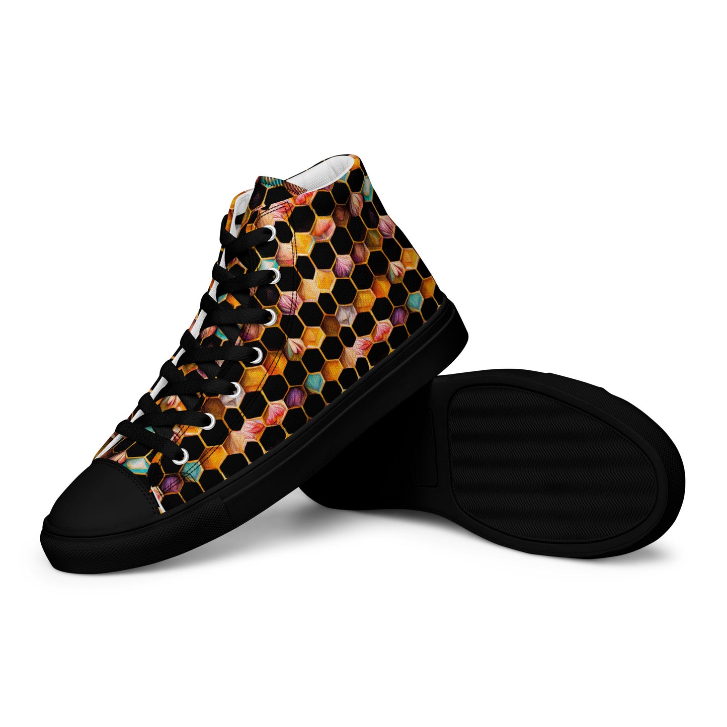 Beehive Lattice Love Men’s high top canvas shoes