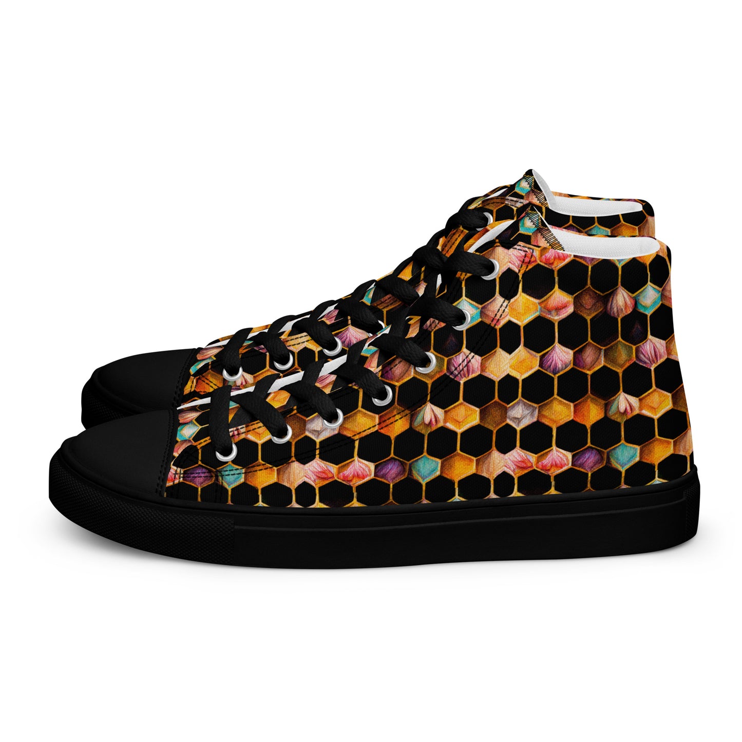 Beehive Lattice Love Men’s high top canvas shoes