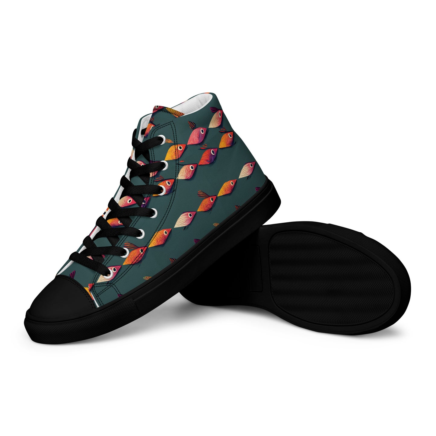 Brilliant Fish Brigade Men’s high top canvas shoes