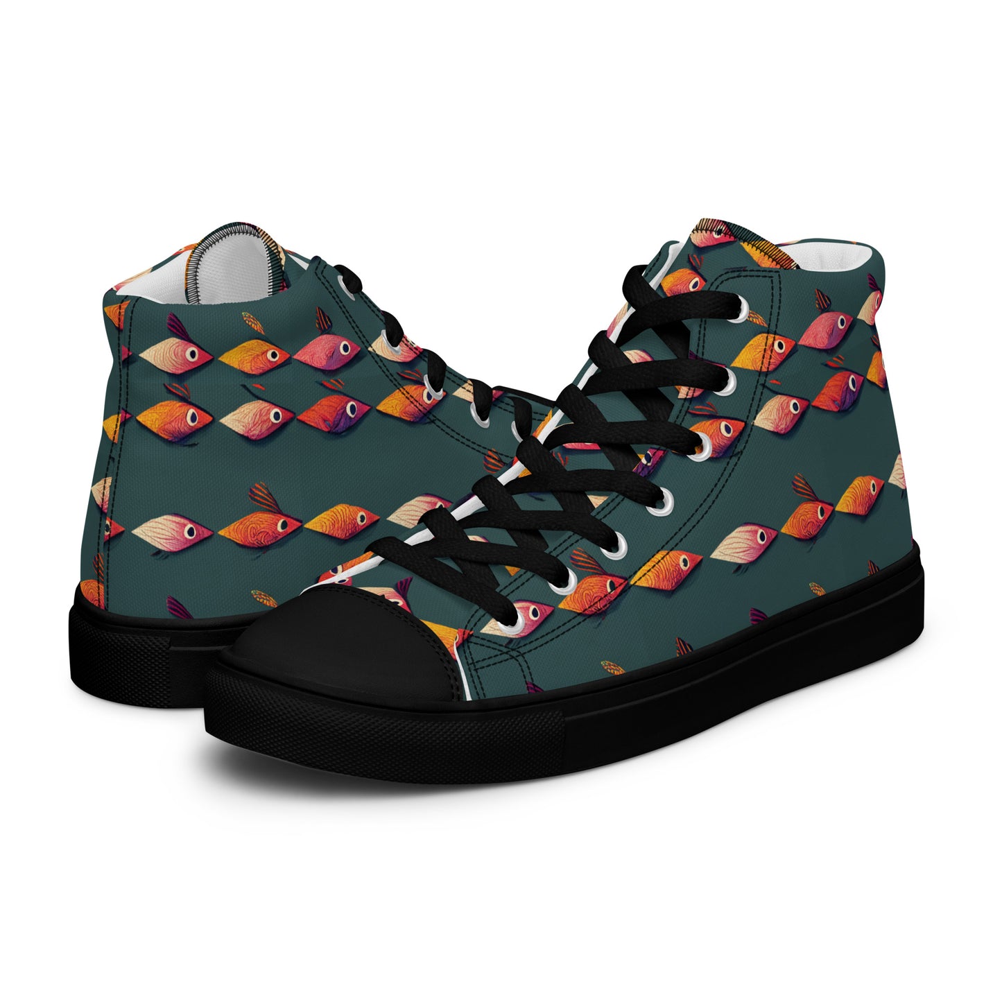 Brilliant Fish Brigade Men’s high top canvas shoes