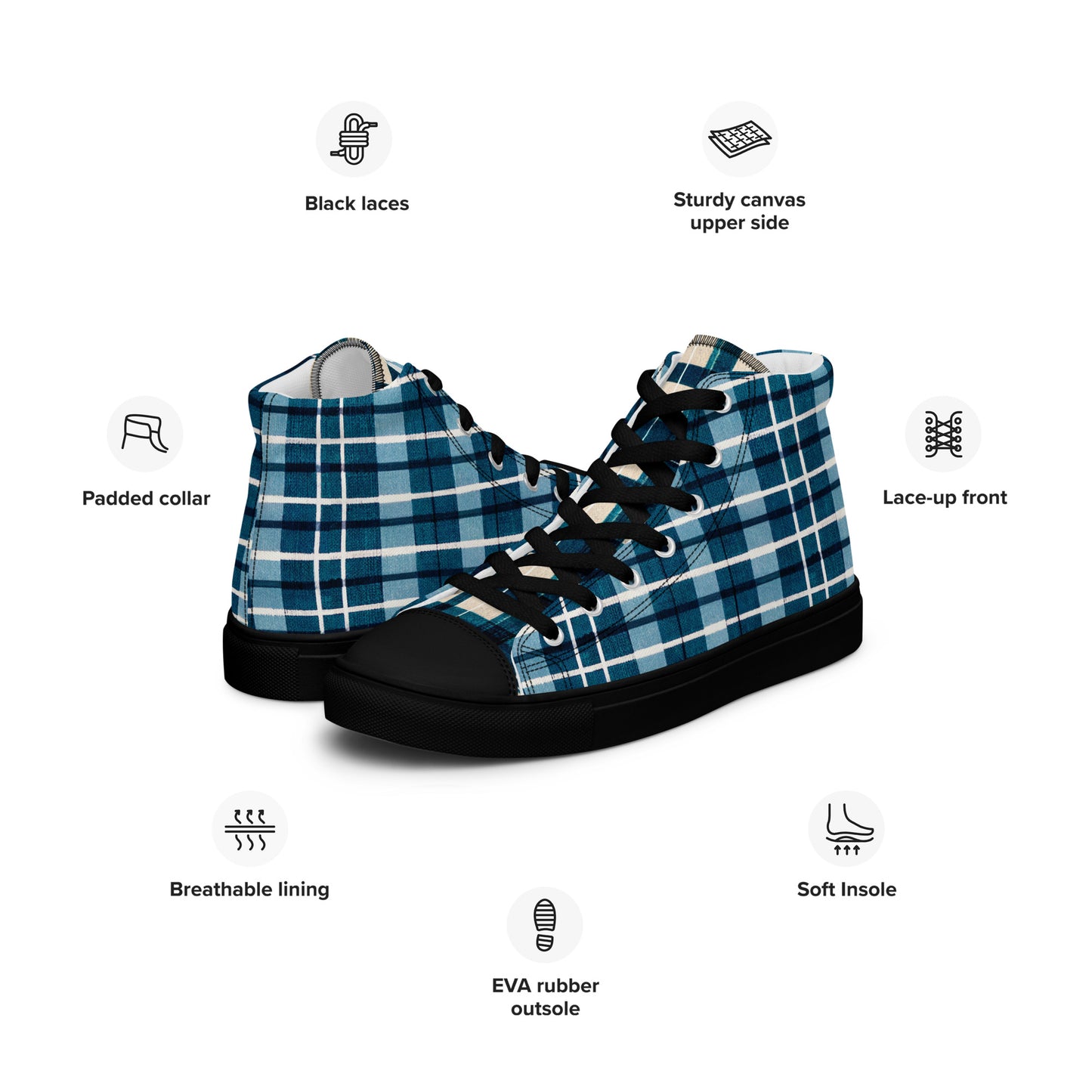 Scotsman’s Skyward Plaid Men’s high top canvas shoes