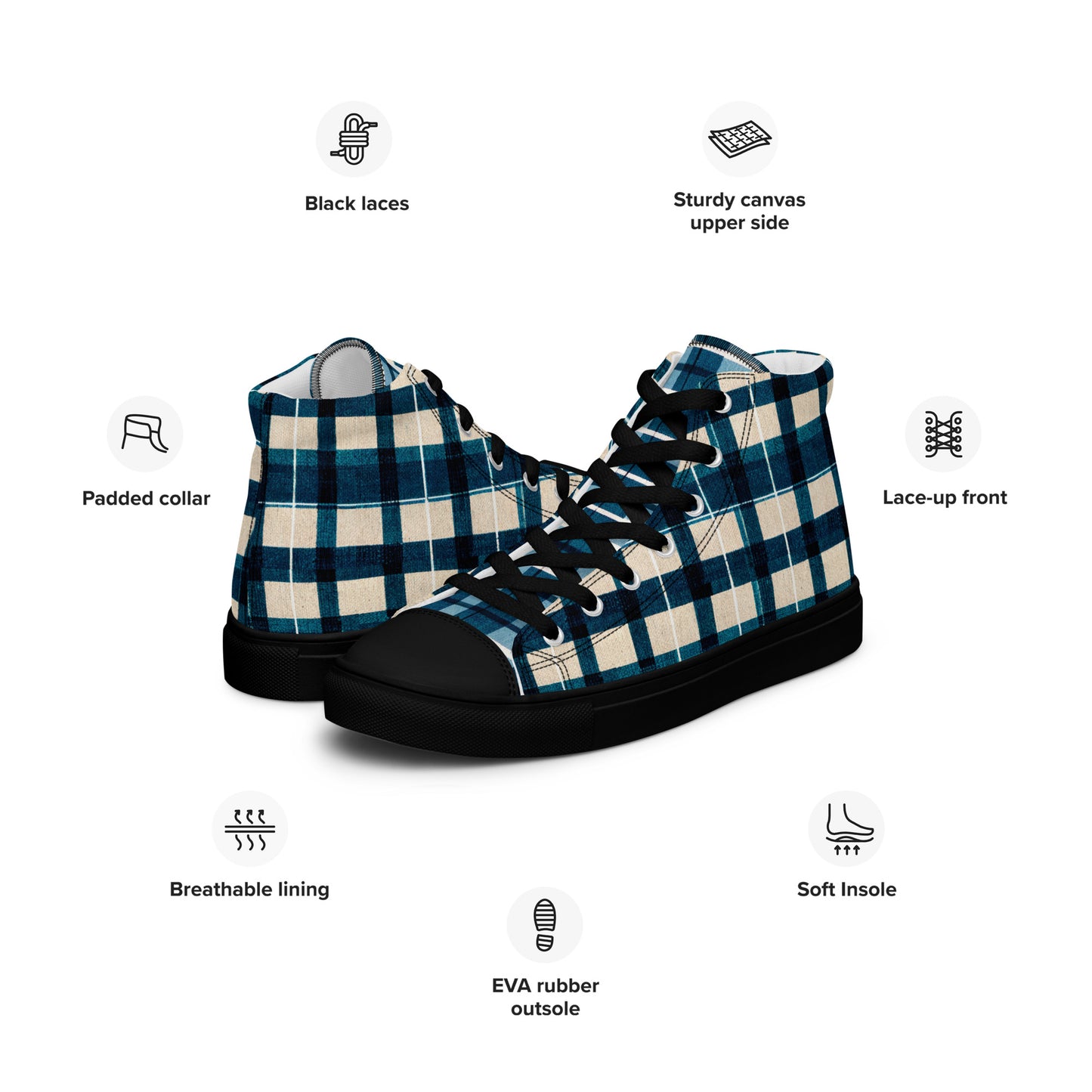 Frosty Glen Plaid Men’s high top canvas shoes