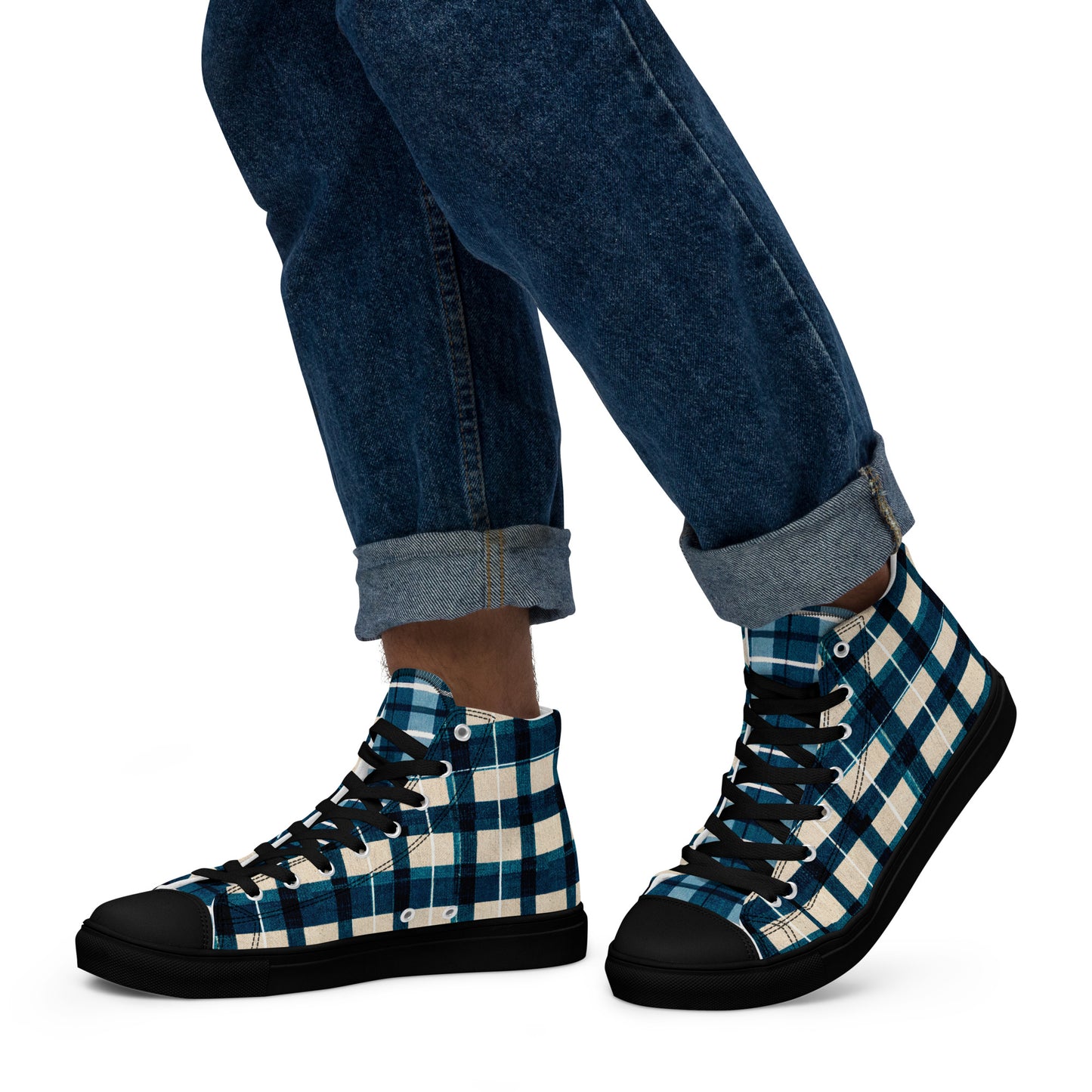 Frosty Glen Plaid Men’s high top canvas shoes