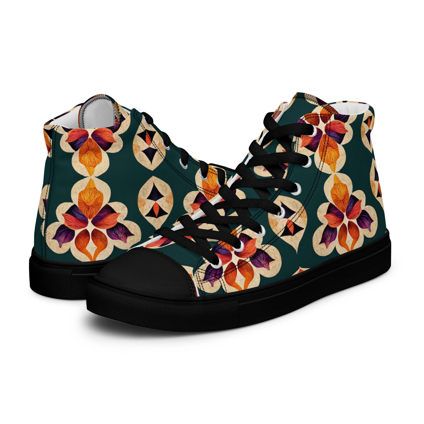 Ifrane’s Rainbow Blossoms Men’s high top canvas shoes