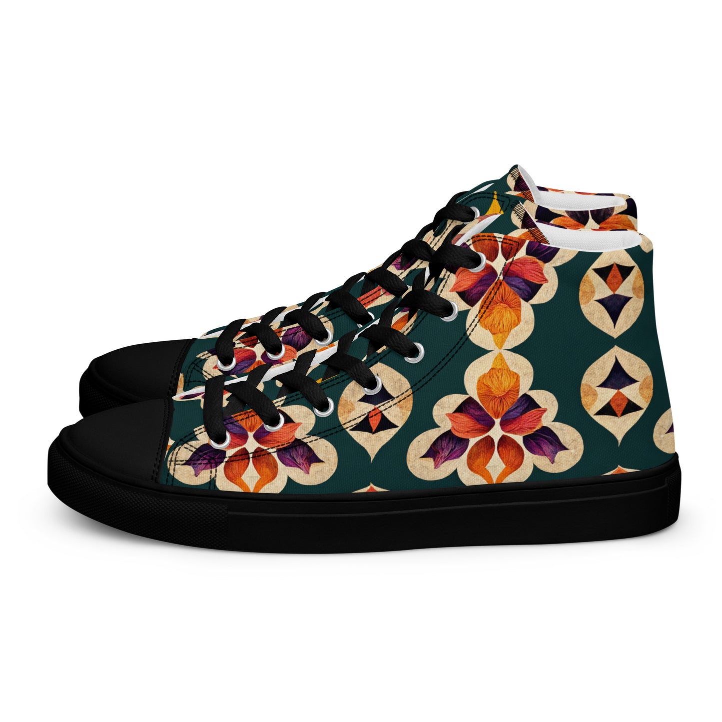 Ifrane’s Rainbow Blossoms Men’s high top canvas shoes