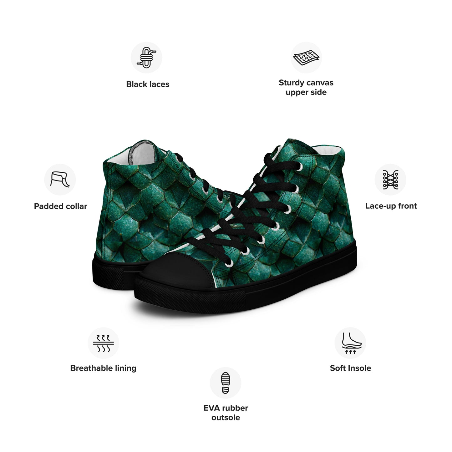 Emeralda the Great Forest Dragon Men’s high top canvas shoes